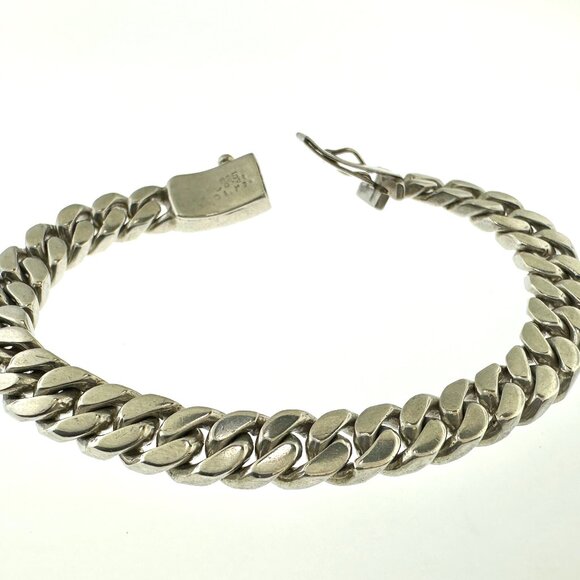 925 Sterling Silver Men's Heavy Cuban Chain Bracelet - 8.5", 49.32g - Picture 2 of 10